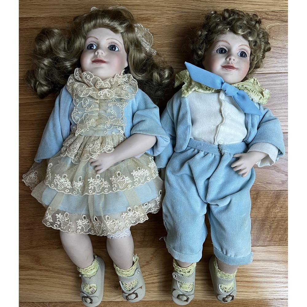 1985 Cindy McClure Forget Me Nots Dolls 16" Pair Boy & Girl Vintage Porcelain - Picture 3 of 15